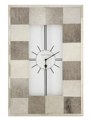 Interiors by Premier Grey Kensington Townhouse Leather Patchwork Wall Clock - Image 1 of 2