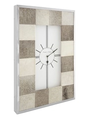 Interiors by Premier Grey Kensington Townhouse Leather Patchwork Wall Clock - Image 2 of 2