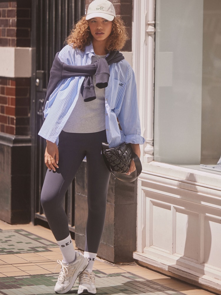 self. Navy High Waist Leggings - Image 1 of 7