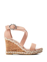 Moda In Pelle Natural Pursuit Cross-Over Strap Wedge Sandals - Image 1 of 4