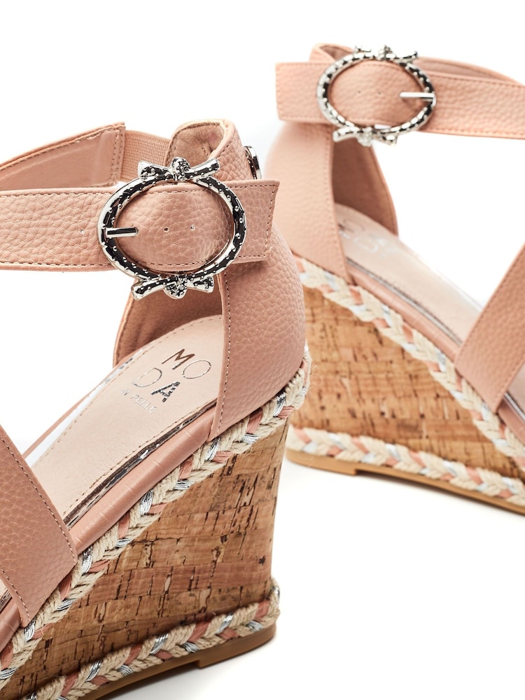 Moda In Pelle Natural Pursuit Cross-Over Strap Wedge Sandals - Image 4 of 4