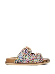 Dune London Black Lequin Double Buckle Footbed Sandals - Image 4 of 7