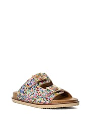 Dune London Black Lequin Double Buckle Footbed Sandals - Image 5 of 7
