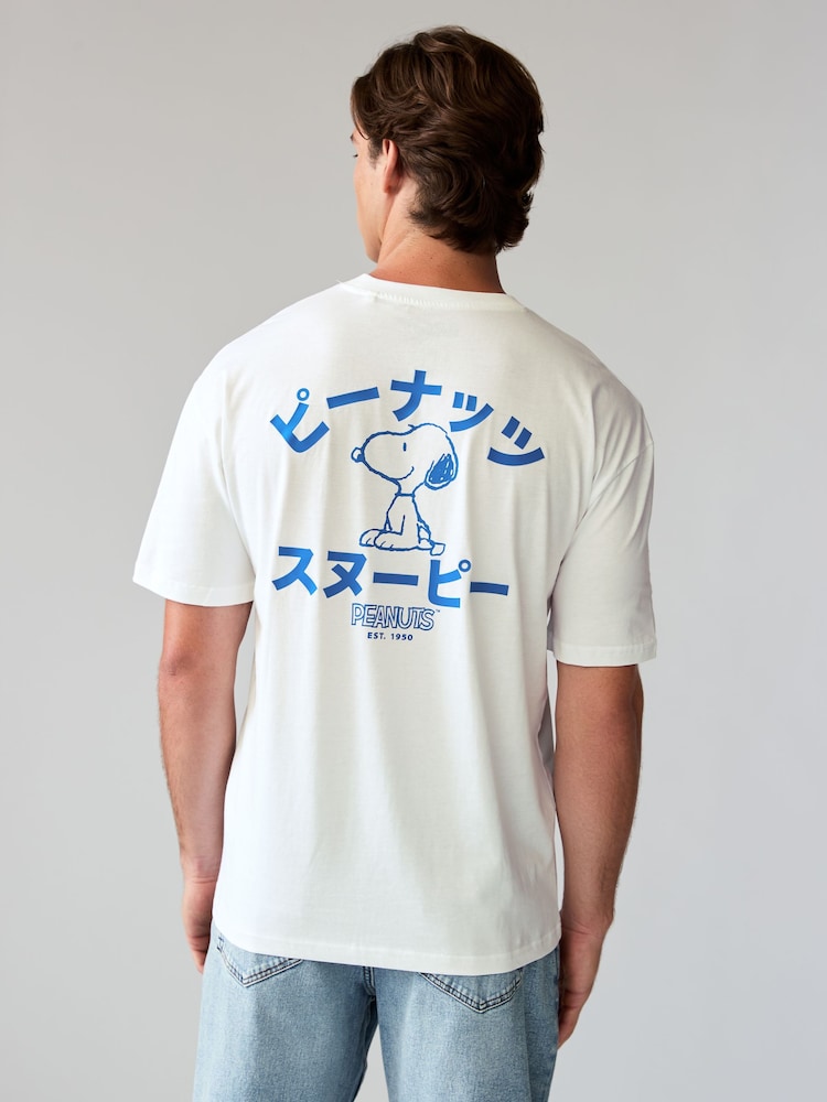 White Blue Japanese 100% Cotton Snoopy Licence T-Shirt - Image 2 of 8