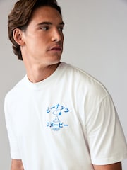 White Blue Japanese 100% Cotton Snoopy Licence T-Shirt - Image 5 of 8