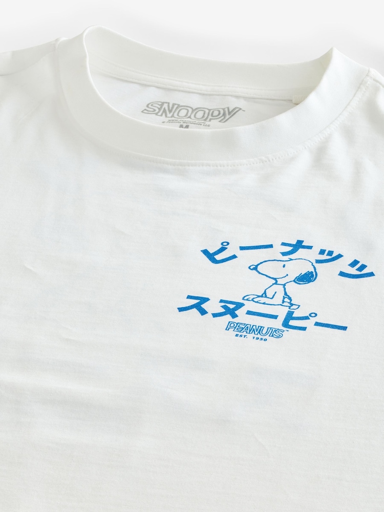 White Blue Japanese 100% Cotton Snoopy Licence T-Shirt - Image 8 of 8