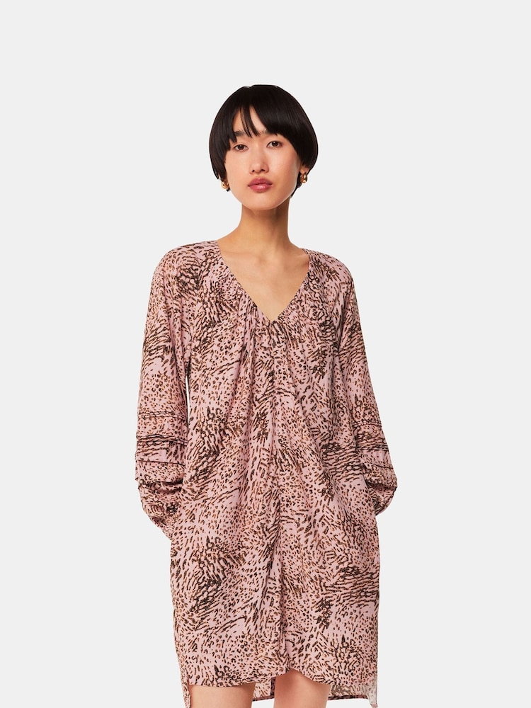 Whistles Pink Animal Print Swirl Cocoon Dress - Image 1 of 5