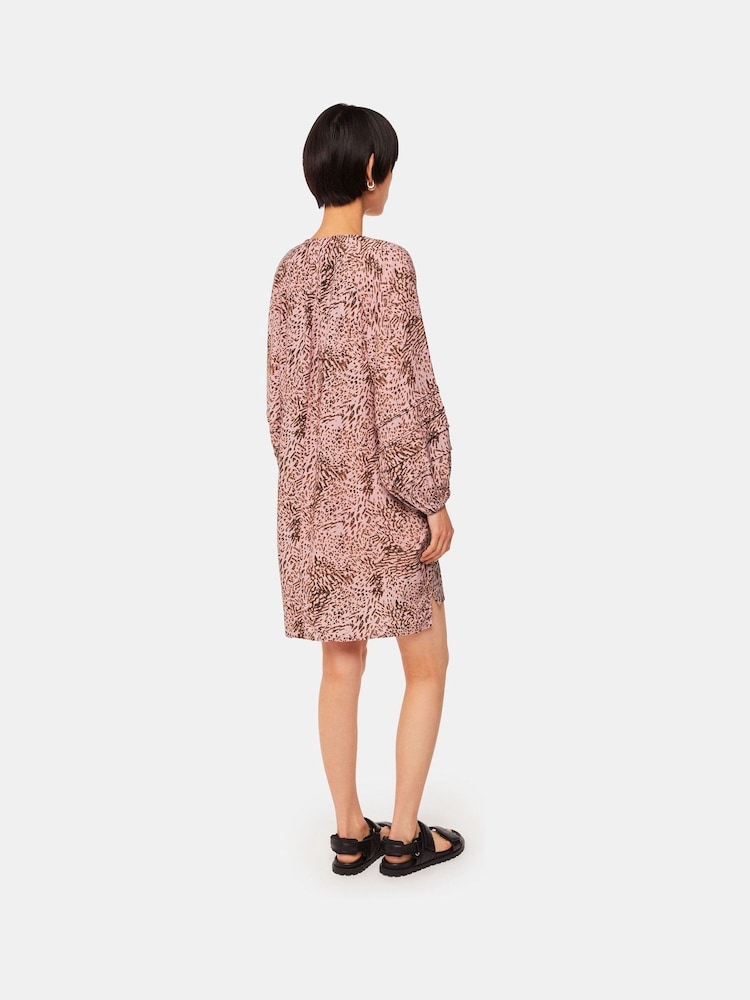 Whistles Pink Animal Print Swirl Cocoon Dress - Image 2 of 5