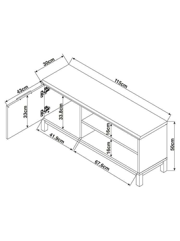 Grey Bronx Oak Effect Slim TV Unit - Image 15 of 15