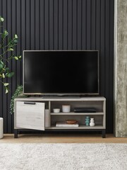Grey Bronx Oak Effect Slim TV Unit - Image 2 of 15