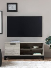 Grey Bronx Oak Effect Slim TV Unit - Image 6 of 15
