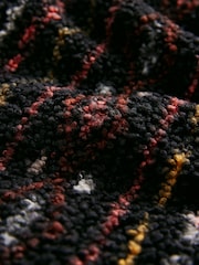 Black/Brown Abstract Print Teddy Borg Cosy Longline Quarter Zip Fleece - Image 8 of 8