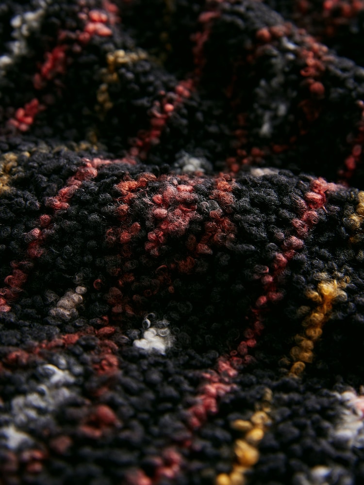 Black/Brown Abstract Print Teddy Borg Cosy Longline Quarter Zip Fleece - Image 8 of 8