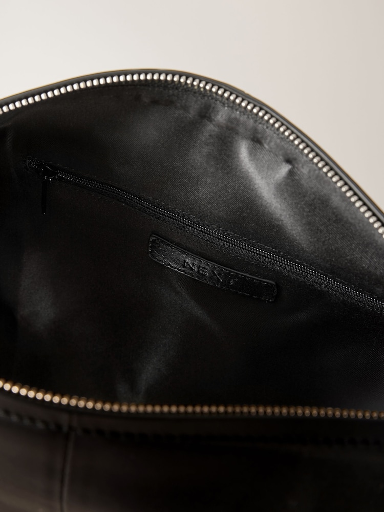 Black Leather Slouch Shoulder Bag - Image 11 of 11