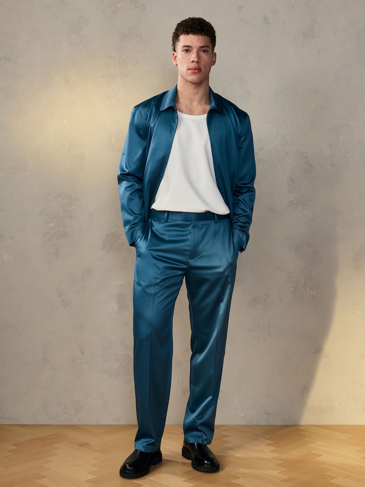 Blue EDIT Satin Trousers - Image 2 of 9