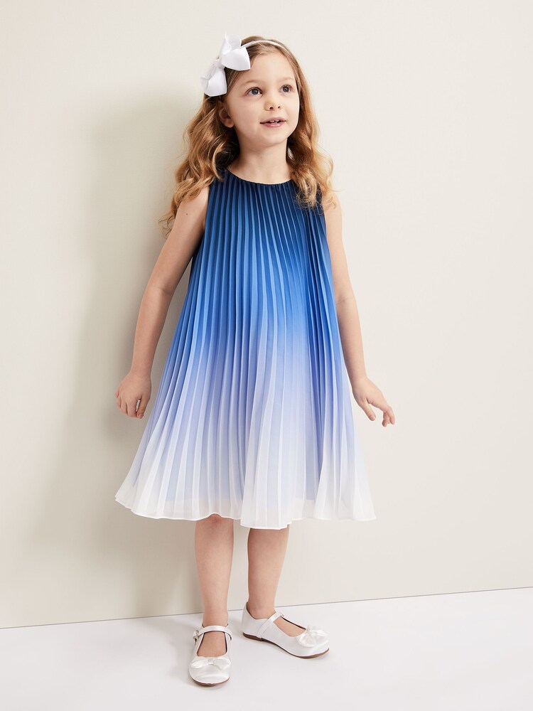 Phase Eight Blue Jessie Ombre Pleat Dress - Image 1 of 7