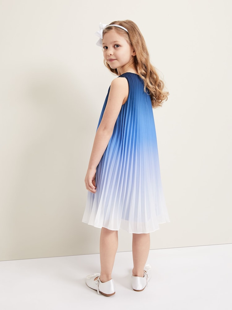 Phase Eight Blue Jessie Ombre Pleat Dress - Image 2 of 7
