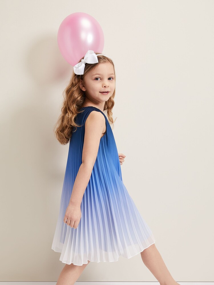 Phase Eight Blue Jessie Ombre Pleat Dress - Image 6 of 7