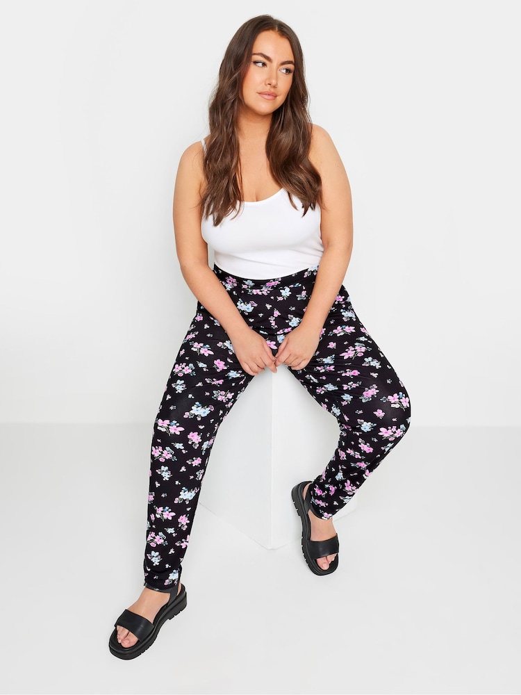 Yours Curve Black Double Pleated Harem Trousers - Image 2 of 5