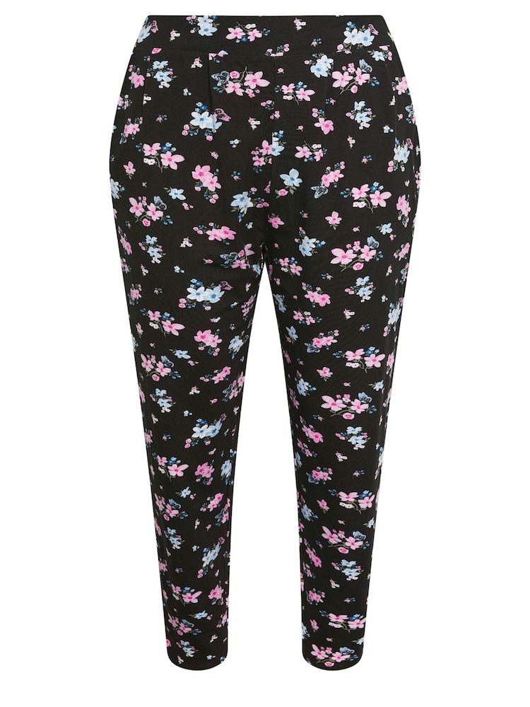 Yours Curve Black Double Pleated Harem Trousers - Image 5 of 5