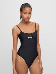 HUGO Black Quick-Dry Contrast Logo Swimsuit - Image 1 of 6