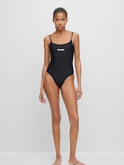 HUGO Black Quick-Dry Contrast Logo Swimsuit - Image 3 of 6