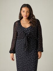 Live Unlimited Black Curve Spot Print Tie Front Cover-Up - Image 3 of 6