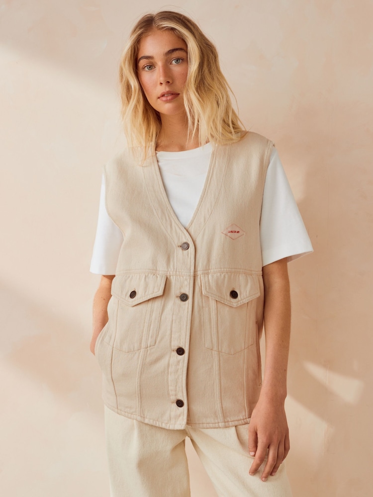 American Vintage Cream TineBorow Denim Vest - Image 1 of 5
