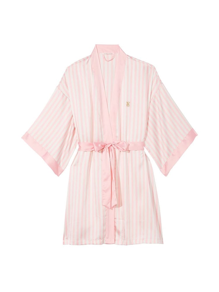Victoria's Secret Pink Iconic Stripe Satin Robe - Image 3 of 3