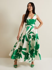 Phase Eight Green Fit And Flare Delcia Printed Dress - Image 1 of 6