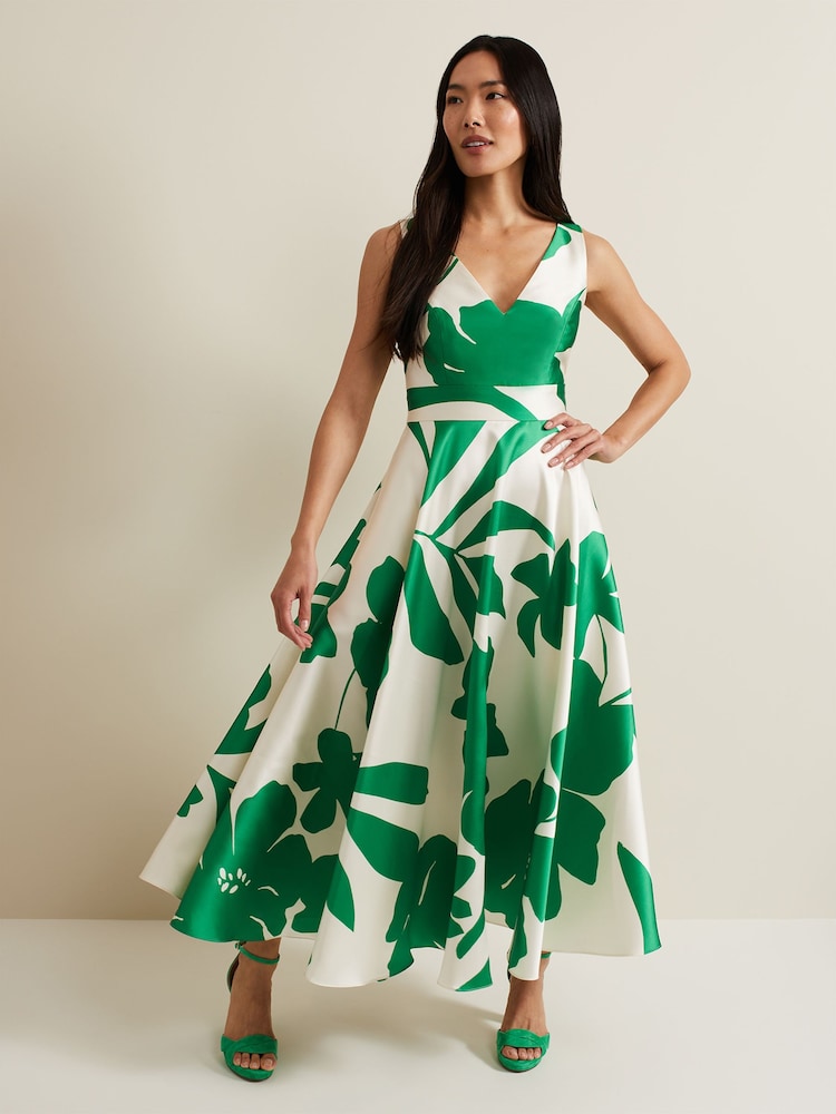 Phase Eight Green Fit And Flare Delcia Printed Dress - Image 1 of 6