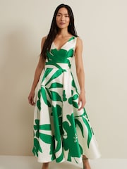 Phase Eight Green Fit And Flare Delcia Printed Dress - Image 3 of 6