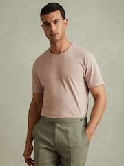 Reiss Washed Pink Melrose Cotton Crew Neck T-Shirt - Image 1 of 6