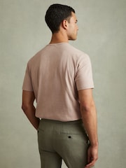 Reiss Washed Pink Melrose Cotton Crew Neck T-Shirt - Image 3 of 6
