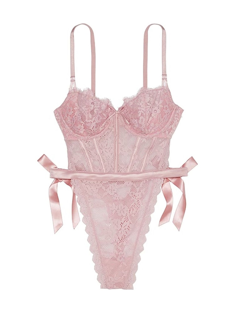 Victoria's Secret Chalk Rose Pink Unlined Balcony Lace Bodysuit - Image 3 of 3