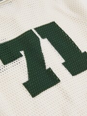 Reiss White/Dark Green Mikan 9-13 yrs Cotton Open-Stitch Motif Shirt - Image 4 of 4