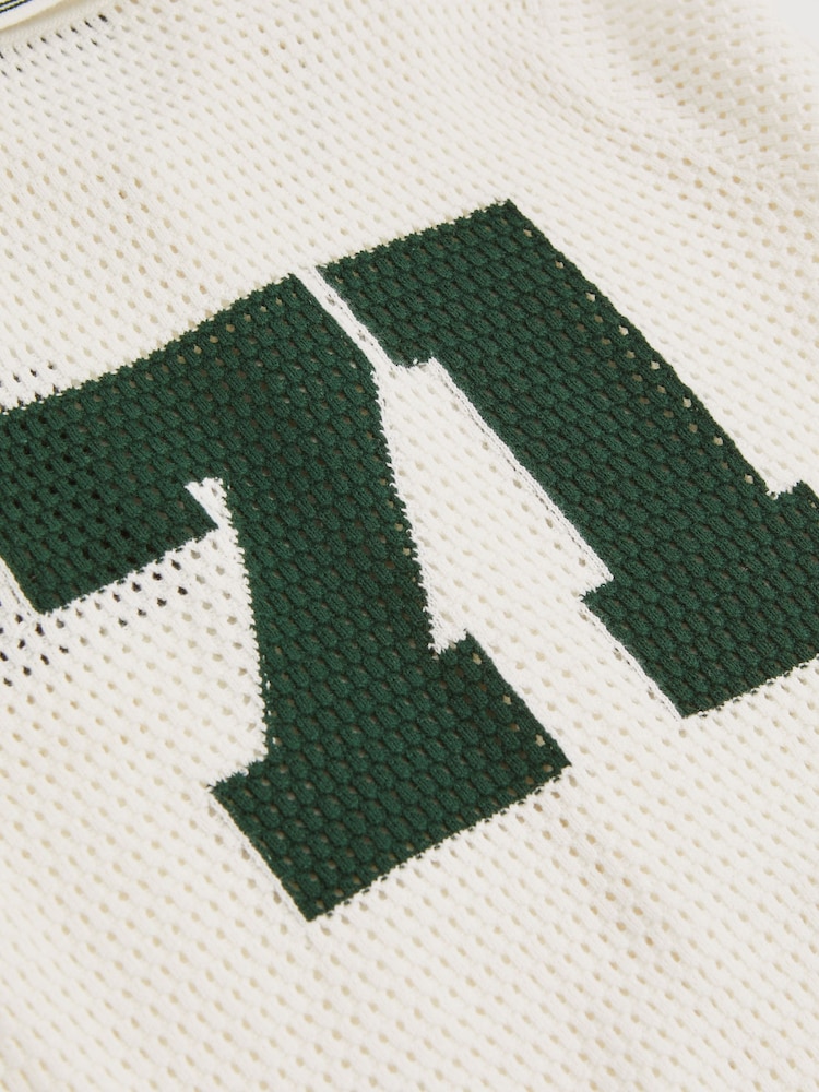 Reiss White/Dark Green Mikan 9-13 yrs Cotton Open-Stitch Motif Shirt - Image 4 of 4