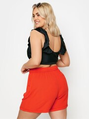 Yours Curve Red Crinkle Shorts - Image 3 of 5