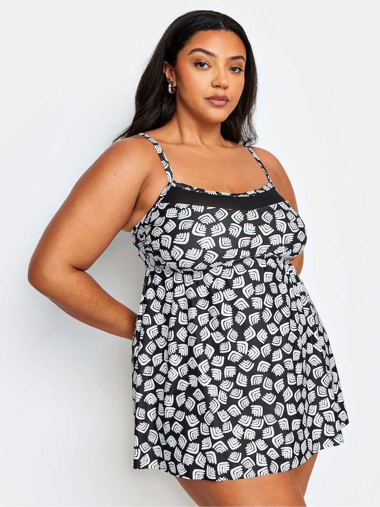 Yours Curve Abstract Print Tummy Control Swimdress - صورة 1 من 6 Yours Curve Abstract Print Tummy Control Swimdress - صورة 1 من 6