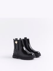 River Island Black Girls Patent Stud Chelsea Boots - Image 2 of 5
