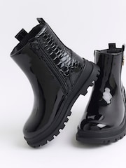 River Island Black Girls Patent Stud Chelsea Boots - Image 4 of 5