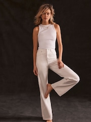 Mint Velvet White Workable 100% Cotton Wide Jeans - Image 2 of 4