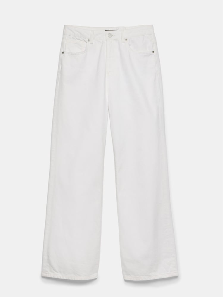 Mint Velvet White Workable 100% Cotton Wide Jeans - Image 3 of 4
