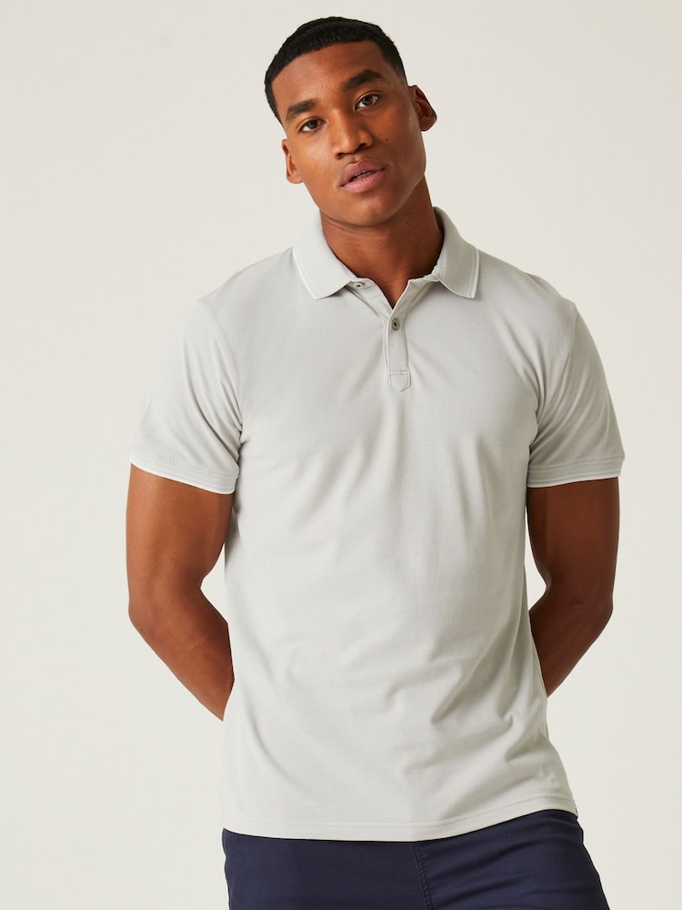 فضي - Regatta Mens Tadeo II 100% Cotton Polo Shirt - صورة 1 من 7