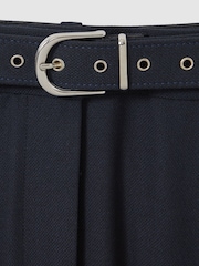 Reiss Navy Freja Petite Tapered Belted Trousers - Image 6 of 7