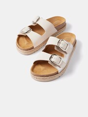 Mint Velvet Cream Leather Strap Sandals - Image 3 of 3