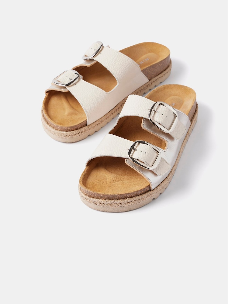 Mint Velvet Cream Leather Strap Sandals - Image 3 of 3