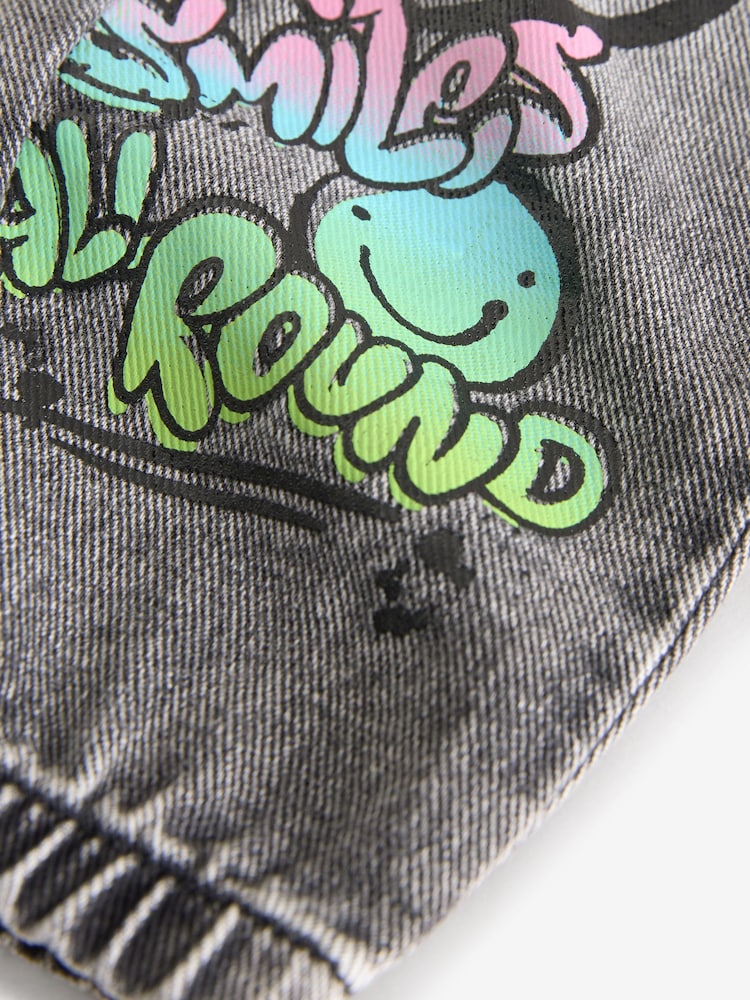 Black Denim 100% Cotton Graffiti Print Jeans (3mths-7yrs) - Image 8 of 8