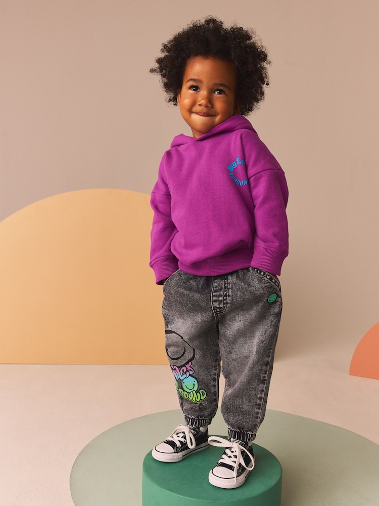 Black Denim 100% Cotton Graffiti Print Jeans (3mths-7yrs) - Image 2 of 11