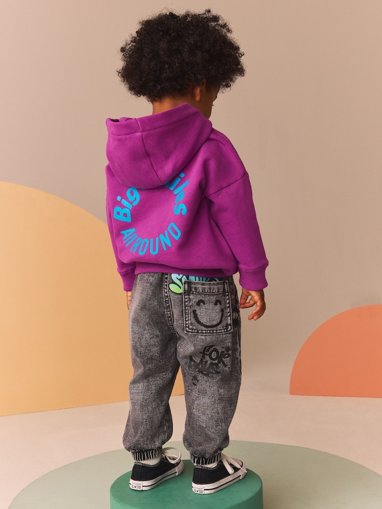 Black Denim 100% Cotton Graffiti Print Jeans (3mths-7yrs) - Image 2 of 8